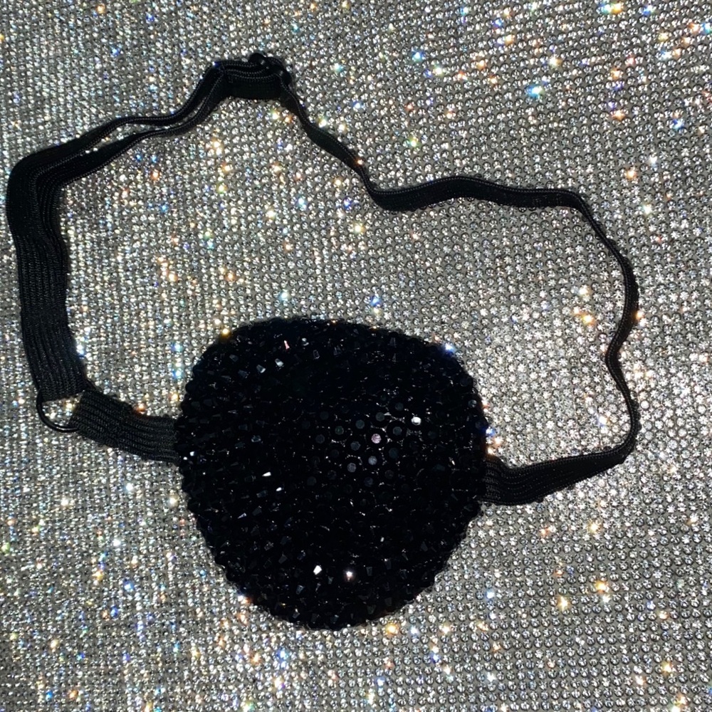 Jet Black Luxury Crystals Medical Eye Patch